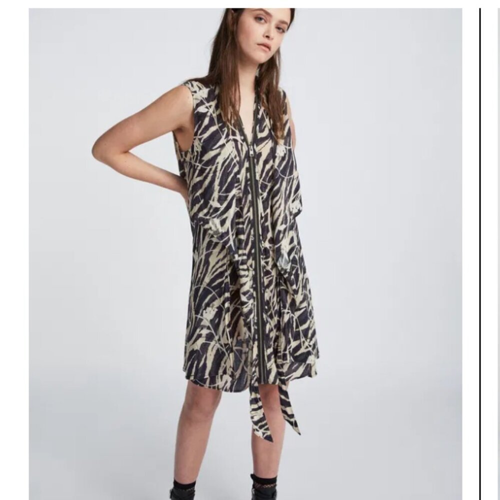 Allsaints Spitalfields Jayda Kazuno Zipper wrap Dress Small $279